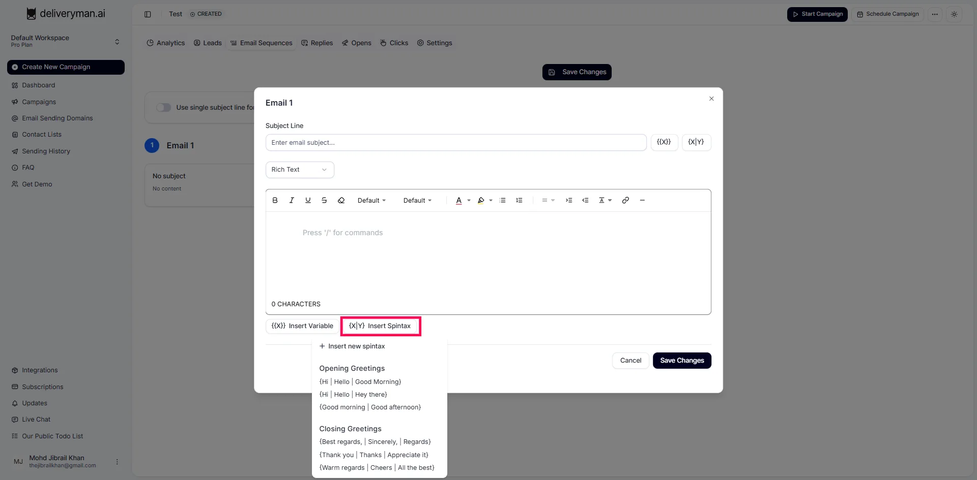 DeliverymanAI - Spintax